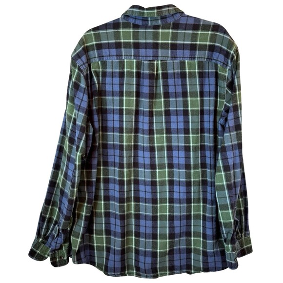 LL Bean Flannel Shirt Mens Performance XL Reg Traditional Fit Green Blue Cotton - Picture 6 of 9